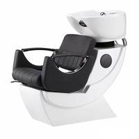 Fauteuil de lavage de cheveux professionnel avec bac en céramique profond, inclinable, pour salon de coiffure et barbier