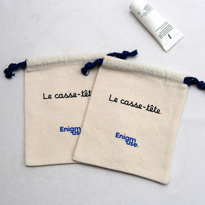 Pochette en tissu de coton mousseline recyclé pour emballage de bijoux, sac à cordon en coton avec logo personnalisé - Product Image 2