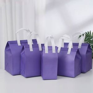 Custom Logo Reusable Thermal Carrier Cooler Tote Bag Aluminum Foil Non Woven Fabric Bag for Food Cake Fresh Produce Delivery - Product Image 5