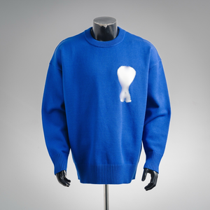 Nuovo <span class=keywords><strong>Maglione</strong></span> Autunnale a Collo Alto con Cuore per Uomo e Donna, Tinta Unita, Stile Giovanile <span class=keywords><strong>AMI</strong></span> CLAMS, Casual, Traspirante, Antirughe, in Cotone Lavorato a Maglia - Product Image 3