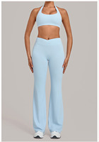 Ensemble de Vêtements de Sport Respirant 2 Pièces pour Femme : Soutien-Gorge Dos Nu et Pantalon de Yoga Évasé Taille Croisée en V – Nouvelle Collection Ajustée pour le Fitness