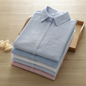 เสื้อเชิ้ตผู้หญิงติดกระดุม-เสื้อเชิ้ตลายทางแขนยาวลำลองฤดูใบไม้ผลิ/ฤดูร้อนระบายอากาศได้ดีป้องกันริ้วรอยแฟชั่น - Product Image 6