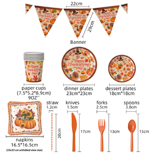 Juego de Cubiertos de Madera de Arce Turco para Cena, Incluye Platos, Servilletas, Tazas, Cubiertos y Manteles para Decoraciones de Fiesta de Acción de Gracias - Product Image 2