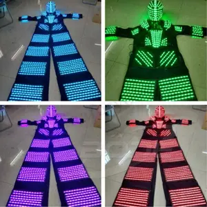 Светодиодный костюм робота Disfraces Halloween светодиодная одежда ходулях костюм светодиодный костюм