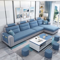 Canapé d'angle en tissu pour salon, style moderne et minimaliste, combinaison de meubles nordiques avec structure solide