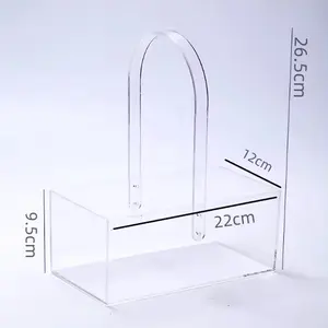 Manufacturer OEM Transparent Wedding Table Decoration Clear Acrylic Flower Basket Box With Handles Acrylic Vases