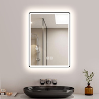 Miroir de salle de bain chauffant LED tactile à bords lumineux, 3 CCT, anti-buée, avec éclairage intégré