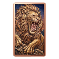Barre de cuivre Lion rugissant 10 oz 999 pur, relief 3D, Roi des animaux africains, collection animalière, lingot de cuivre