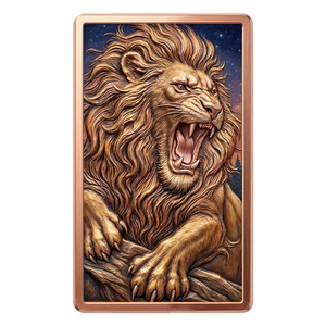 Barre de cuivre Lion rugissant 10 oz 999 pur, relief 3D, Roi des animaux africains, collection animalière, lingot de cuivre - Product Image 1