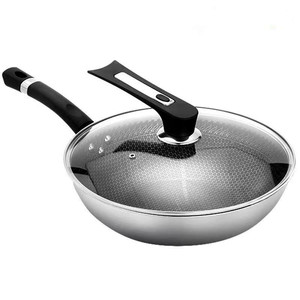 Wok antiadherente de acero inoxidable, wok compuesto de varias capas para guisar, rehurgar y freír; base de nido de abeja antiadherente. - Product Image 5