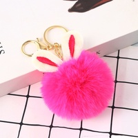 Porte-clés tendance avec oreilles de lapin et boule de fourrure, nouveau pendentif en peluche imitation fourrure de lapin, style dessin animé, pour célébrités d'Internet
