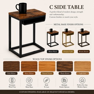 Modern C <b>Side</b> <b>Table</b> with Compact Design for <b>Sofa</b> Living Room Bedroom Office and Space Saving Home Furniture - Product Image 3
