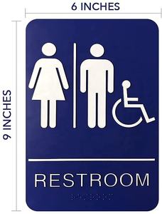 Securun prodotto di massa blu acrilico wc segno con Braille toilette segno con nastro adesivo - Product Image 2