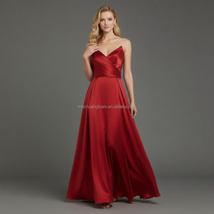 <span class=keywords><strong>Robe</strong></span> <span class=keywords><strong>de</strong></span> soirée longue plissée en satin rouge personnalisée, bustier, <span class=keywords><strong>d</strong></span>écolleté cœur, pour <span class=keywords><strong>demoiselle</strong></span> <span class=keywords><strong>d</strong></span>'<span class=keywords><strong>honneur</strong></span> ou soirée - Product Image 1
