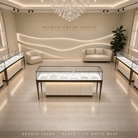 Ensemble de vitrines à bijoux personnalisées avec éclairage LED, longues vitrines en verre et tiroirs de rangement pour la présentation en gros en bijouterie