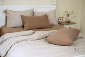 Brown Cotton <b>Bedding</b> High-Quality Pre-Washed Cotton <b>Bedding</b> Exporter 4 pieces <b>Set</b> Pillowcase Duvet Cover Fitted Sheet - Product Image 5