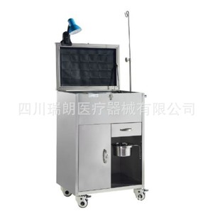 Carrito Médico de Acero Inoxidable 304, Tipo Camilla de Emergencia, Portátil, de Tres Niveles, con Lámpara y Soporte para Suero - Product Image 1