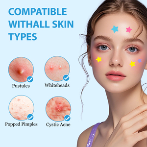 Cerotti Idrocolloidali per Acne, Patch per Brufoli a Forma di Stella, Copri-Imperfezioni Colorati con Acido Salicilico e Tea Tree, Rivitalizzante Cutaneo per Tutti - Product Image 6