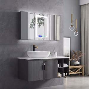 Waterproof Floating <b>Bathroom</b> Vanity Anti-Fog <b>Mirror</b> Space-Saving <b>Wall</b>-Mounted Washbasin Made Durable Melamine for Apartments - Product Image 5