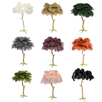 Offre Spéciale autruche résine cuivre coin debout lumière Led moderne nordique luxe arbre branche autruche plume lampadaire