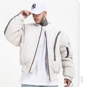Otoño Invierno elegante <span class=keywords><strong>Boom</strong></span> al aire libre cremallera algodón Vibe Baggy Crop grueso cortavientos chaqueta de bombardero para hombres - Product Image 2
