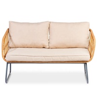 Ensemble de salon de jardin moderne en rotin/osier 5 pièces avec table basse en verre et coussins pour cour/jardin