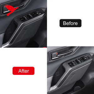 トヨタ RAV4 XA60 <span class=keywords><strong>2026</strong></span>年式 車内アクセサリー ウィンドウスイッチコントロールパネルカバートリム ABSカーボンファイバーブラック 4個セット - Product Image 3
