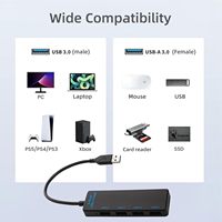 SYONG Expander USB 4-port, Hub USB 3.0, Splitter Hub USB 4 in 1, Plug-and-play, cangkang plastik untuk Printer Laptop kamera Keyboard