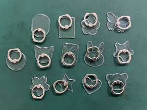 Transparent cristal acrylique tampon adhésif voiture tableau de bord hauteur réglable support paresseux support téléphone portable anneau support - Product Image 6