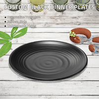 Assiettes à dîner noires japonaises modernes avec logo personnalisé gratuit vaisselle en mélamine incassable de haute qualité ventes directes d'usine