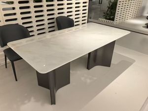 Table à manger moderne haut de gamme en marbre, table à manger en pierre durable de luxe léger pour salle à manger - Product Image 5