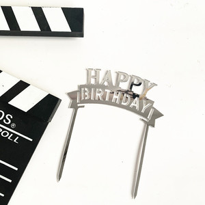 Décoration de gâteau en acrylique « Joyeux Anniversaire » avec motif miel et douceur, or irisé, noir, argent, or rose – Décorations d'anniversaire - Product Image 4