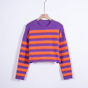 Maglione Pullover da donna personalizzato alla moda 2025 maglione da donna a maniche lunghe a righe <span class=keywords><strong>rosso</strong></span> nero lavorato a <span class=keywords><strong>maglia</strong></span> Casual <span class=keywords><strong>abito</strong></span> maglione da donna - Product Image 6