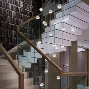 Hotel escalera decoración escaleras vestíbulo hotel moderno gran espiral larga esfera bola de cristal araña - Product Image 3