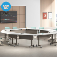 Table de formation pliante en bois moderne LIWEI avec mécanisme de rabat multifonctionnel pour les réunions de bureau et les salles de conférence