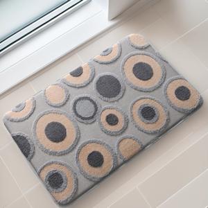 Alfombra de baño geométrica D6H, rectangular, gris, de poliéster, absorbente, antideslizante, diseño minimalista para entrada de baño - Product Image 3