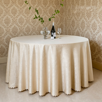 Nappe ronde imperméable en jacquard floral vintage, housse de table durable en polyester de couleur unie pour hôtel, banquet, restaurant