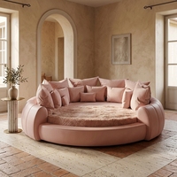 Lit de rangement Willsoon personnalisé en cuir italien rembourré avec matelas et oreillers, lit circulaire enveloppant, fabricant d'origine