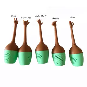 Hot Sale Silicone Custom hand signal Silicone Strainer hand motion Infuser gesture tea Infuser