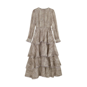 Maxi d'automne élégant et charmant pour dames ODM Services Collection d'automne du Vietnam Tissu en mousseline de soie de haute qualité Longueur au sol Naturel - Product Image 2