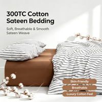 Ensemble de literie moderne en coton biologique, écologique, respirant, taille Queen, 300 fils, doux, pour la maison