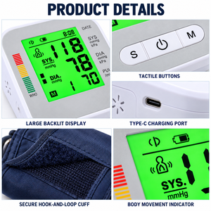 Blutdruckmessgerät für den Heimgebrauch Oberarm-Sphygmomanometer CE-Zertifiziert ISO13485 OEM ODM Unterstützt LCD-Display Sprachfunktion - Product Image 5