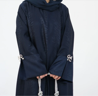 Robe Abaya en brocart marron 3D jacquard ornée de nœuds et de manches papillon avec ensemble hijab pour femmes musulmanes modestes, soirée