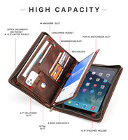 Carpeta de Archivo A4 de Cuero Vacuno STX, Carpeta Personalizada con Bolsillo para Tarjetas, para Tablet de 12.9', Carpeta Chemise Dossier