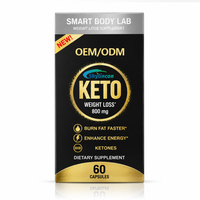 Cápsulas Keto Inteligentes para Pérdida de Peso al por Mayor OEM/ODM, Cetonas BHB, Garcinia Cambogia, Quemagrasas, Impulso de Energía, 60 Cápsulas