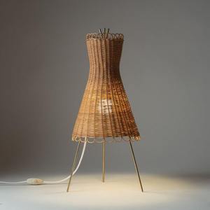Lampe de table en rotin faite à la main, ampoule à incandescence E27, commande par interrupteur, pour salon, chambre à coucher, lumière décorative - Product Image 1