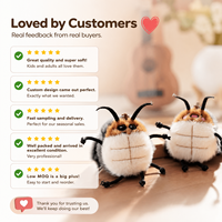Porte-clés insecte en peluche moelleuse à poils longs, design blattes amusantes et mignonnes avec six abdominaux, vente en gros d'usine