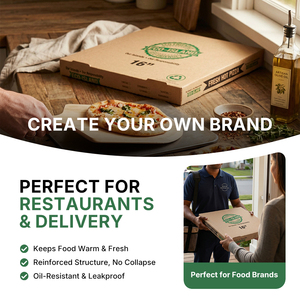 Wellons Custom Brown Kraft Corrugated Board <b>Pizza</b> <b>Box</b> with Glossy & Matt Lamination Embossing Printing Handling Options - Product Image 3