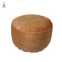 Pouf ottoman compressible en daim Newlanston moderne avec motif soleil couchant, repose-pieds rond rembourré pour salon et chambre à coucher