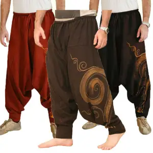Men's Casual Elastic Waist Baggy Hippie Yoga Harem Pants Men Baggy Hippie Boho Gypsy Aladdin Hippie Boho Aladdin